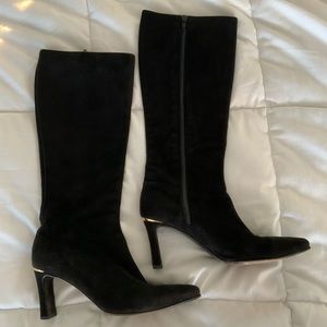 St John Vintage Suede Heeled Boots Italy 7B Black